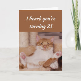 Lycklig 21:a födelsedag: Firar Funny Cat Kort