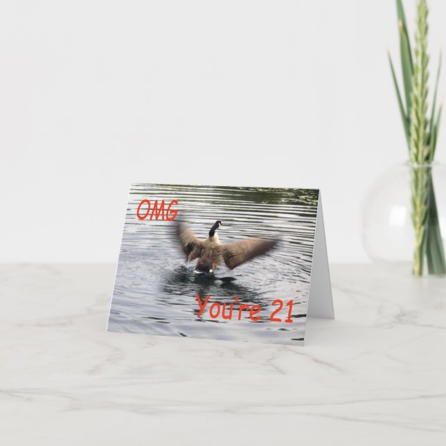 Lycklig 21:a födelsedag: Gåse flaxar Kort (Framsida)