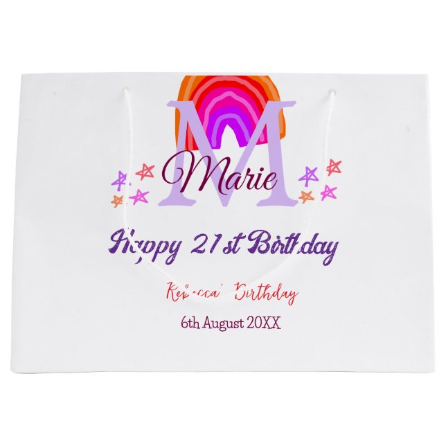 Lycklig 21:a födelsedag rosa tillsätt namn monogra (Framsidan)