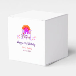 Lycklig 21:a födelsedag rosa tillsätt namn monogra presentaskar
