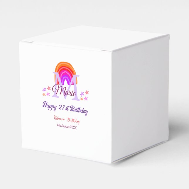 Lycklig 21:a födelsedag rosa tillsätt namn monogra presentaskar (Framsidan Sidan)