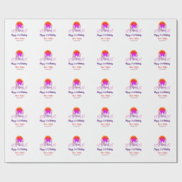 Lycklig 21:a födelsedag rosa tillsätt namn monogra presentpapper