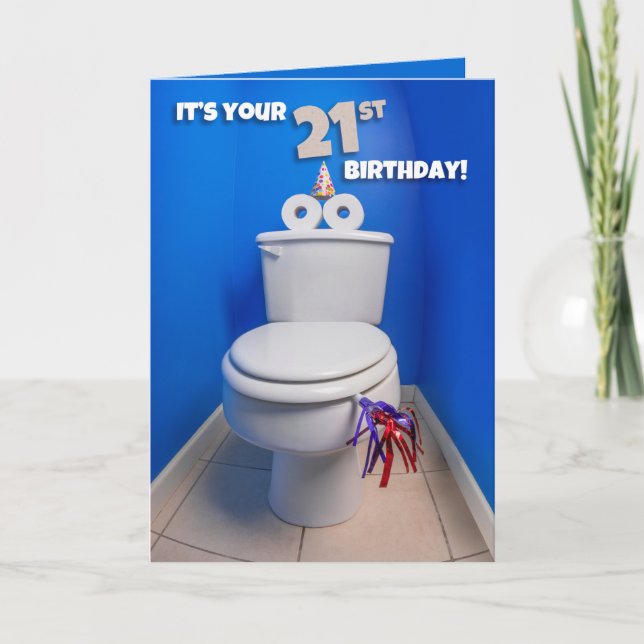 Lycklig 21:a födelsedag Toilet Potty Humor Helgkort (Framsida)