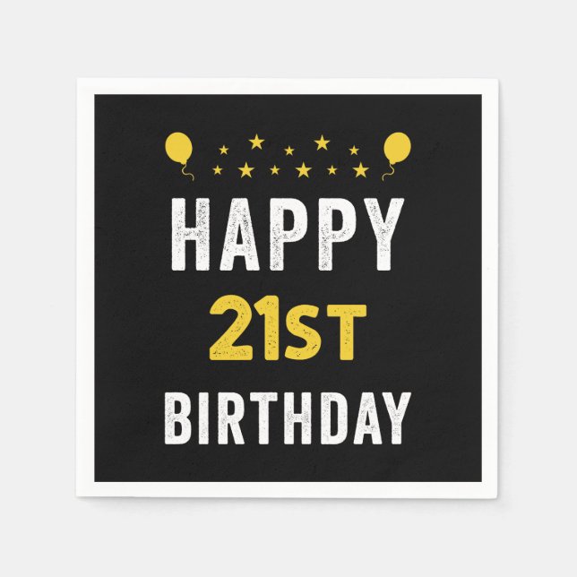 Lycklig 21:a födelsedag Vicenarian Firande Party Pappersservett (Framsidan)
