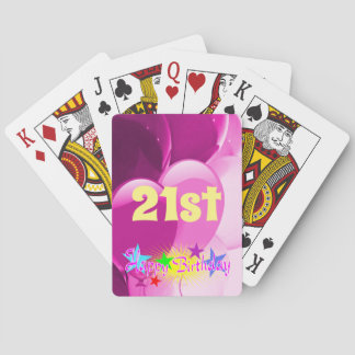 Lycklig 21:a födelsedagsballonger för Rosa Casinokort