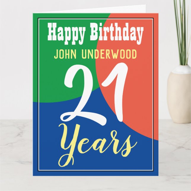 Lycklig 21:a födelsedagskortet kort (Framsida)
