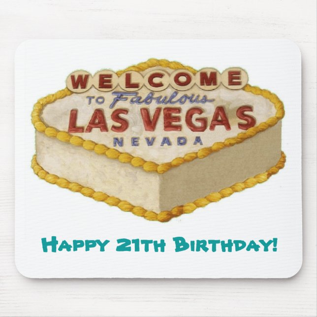 Lycklig 21:e födelsedagen! Las Vegas Cake Mousepad Musmatta (Framsidan)