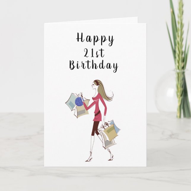 LYCKLIG ***21st** BIRTHDAY FOR **HER** CARD Kort (Framsida)