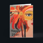 "Lycklig 21st" Sassy Dam Birthday Card Kort<br><div class="desc">Vackert,  originalkonstkort designat kort.</div>