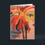 "Lycklig 21st" Sassy Dam Birthday Card Kort<br><div class="desc">Vackert,  originalkonstkort designat kort.</div>
