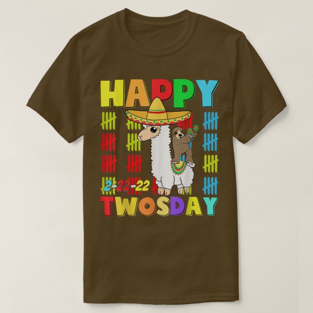 Lycklig 22222 Twosday Old Taco Llama 22 februari 2 T Shirt (Design framsida)