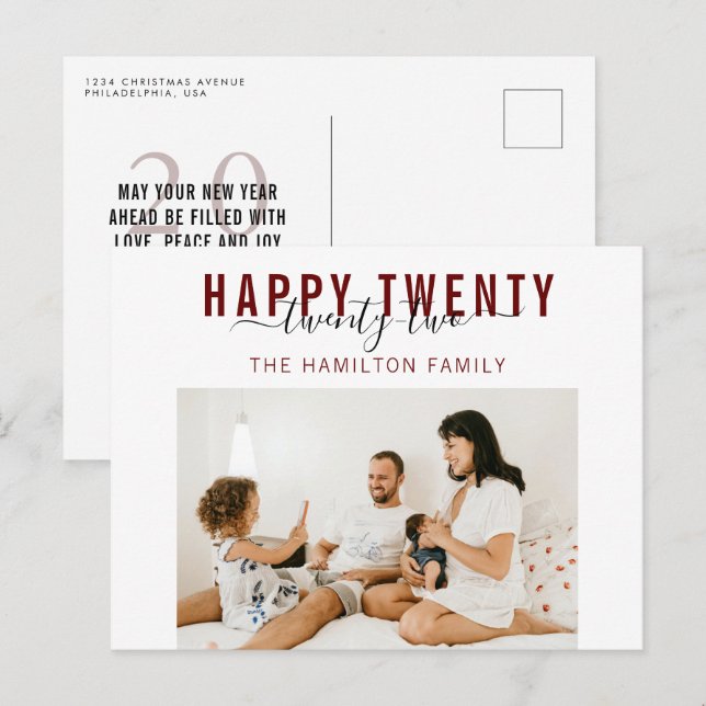 Lycklig 22 22 typografi - Helgdag Vykort (Fram/baksida)