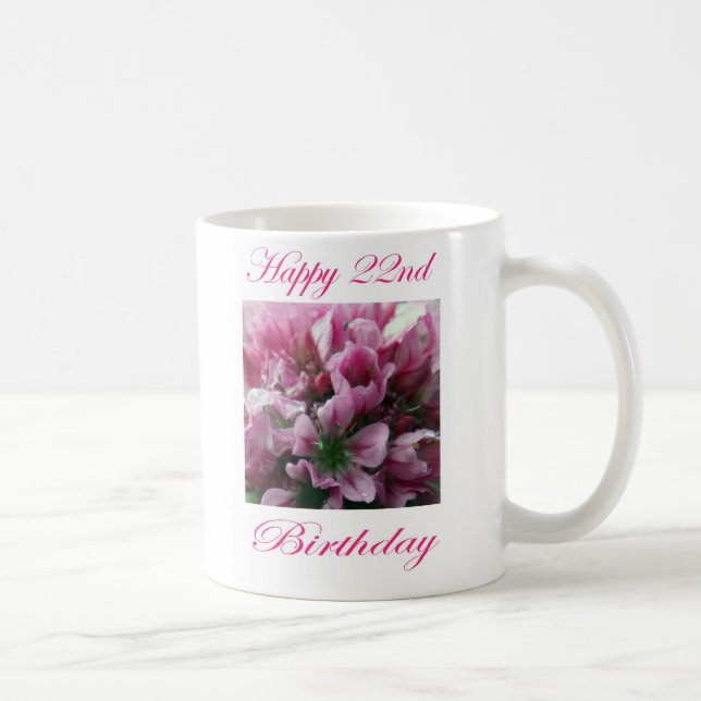 Lycklig 22:a födelsedag Rosa och Grönt blomma Kaffemugg (Höger)