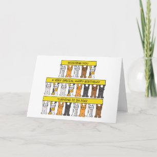 Lycklig 22:a födelsedagen 22 år 2022 Tecknad Katte Kort