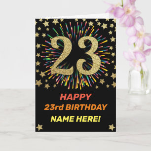 Lycklig 23:e födelsedagskalender Svarta & Guld reg Kort