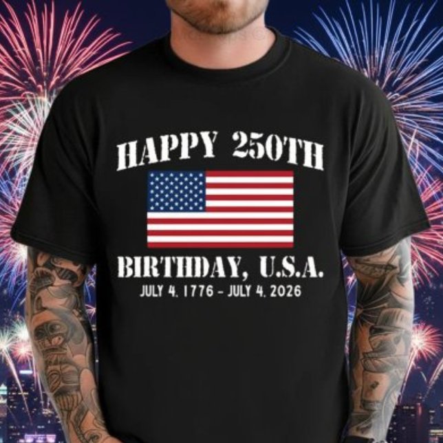 Lycklig 250:e födelsedag USA Shirt | Amerika 250 T (Celebrate America’s 250th Birthday in style, Patriotic USA Flag Shirt for July 4, 2026!)