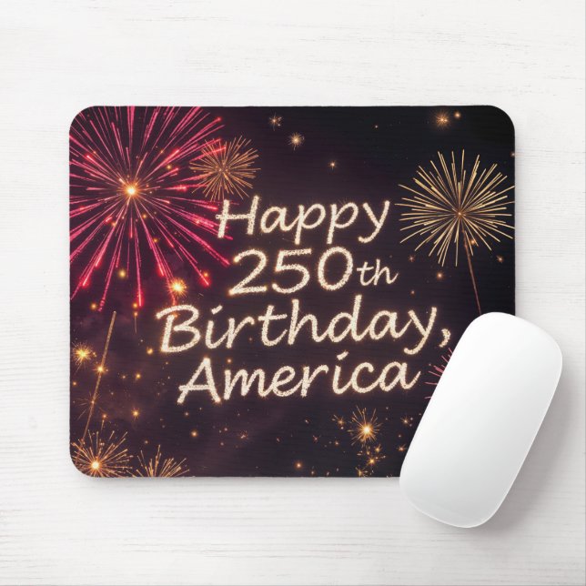 Lycklig 250:e födelsedagen Amerika med Fireworks Musmatta (Med mus)