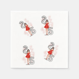 Lycklig 25-årsdagen, illustration pappersservett