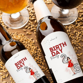 Lycklig 25-årsdagen, illustration vinflaska etikett