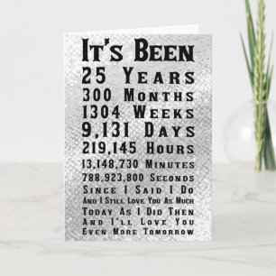 Lycklig 25:e årsdagen Silver Bröllop Kort