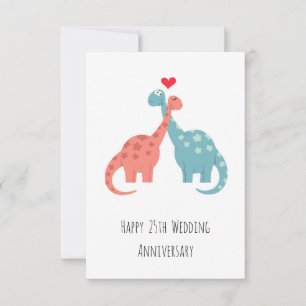 Lycklig 25:e Bröllop-årsdagen Cute Dinosaurs