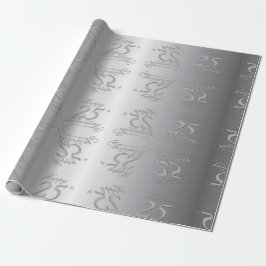 "Lycklig 25:e Bröllop-årsdagen" Silvery Font Presentpapper
