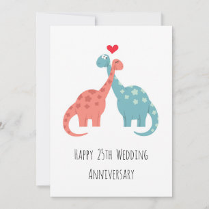 Lycklig 25:e Bröllop-årsjubileet Cute Dinosaurs Ca