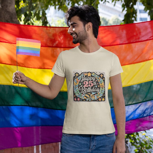 Lycklig 25:e födelsedag Blommigt Stars Manar T Shirt (Skapare uppladdad)