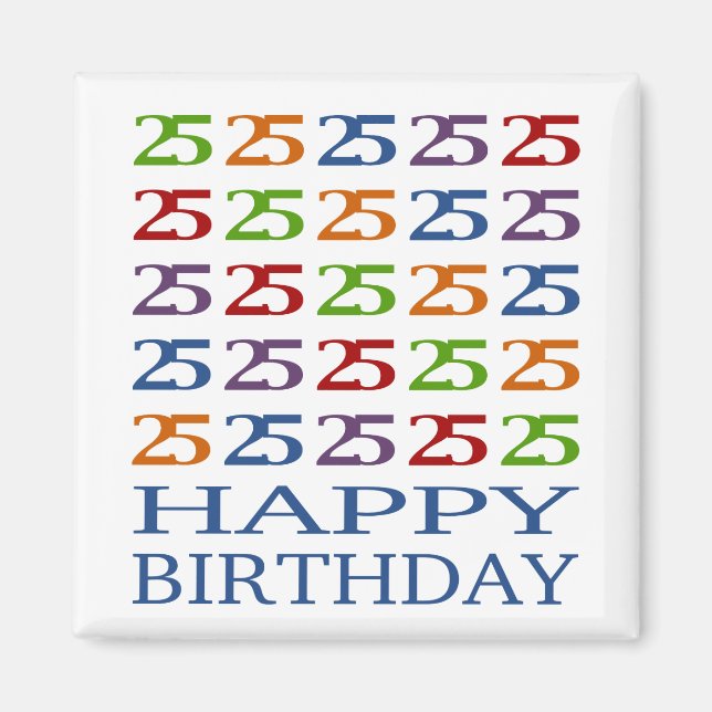 Lycklig 25:e födelsedagen! magnet (Framsidan)