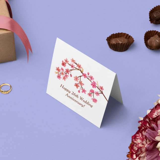 Lycklig 26-årsdagen för Blommarna av vattenfärgen  Kort (Skapare uppladdad)