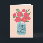 Lycklig 27:e födelsedag Friend w/ Mason Burk of Fl Kort<br><div class="desc">En Mason burk fyllde med en härlig folkmassa och vita blommor med handskriften ord 'För min vän' på märkrn och 'Lycklig 27:e födelsedagen' på Mason burk. Perfektens födelsedagskort för att fira din väns födelsedag! © Ness Nordberg</div>