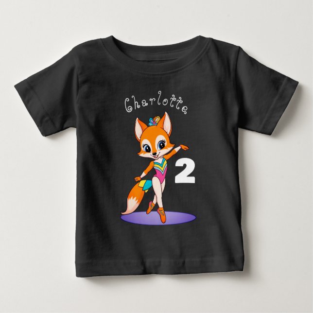 Lycklig 2:a födelsedag, gigaballdykare Fox | Svart T Shirt (Framsida)
