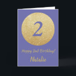 Lycklig 2:a födelsedag och Guld Glitter Kort<br><div class="desc">Lycklig 2:a födelsedagen och Guld Glitter-kortet med personlig namn. Om du vill göra ytterligare anpassningar klickar du på knappen "Anpassa" och användor verktyg som är utformat för att ändra mallen.</div>