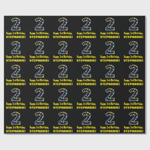 Lycklig 2:a födelsedag, Roligt Colorful Stars Möns Presentpapper