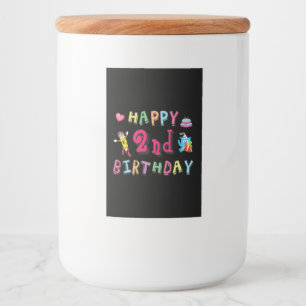 Lycklig 2:a födelsedagen. 2 år per dag. mat etikett