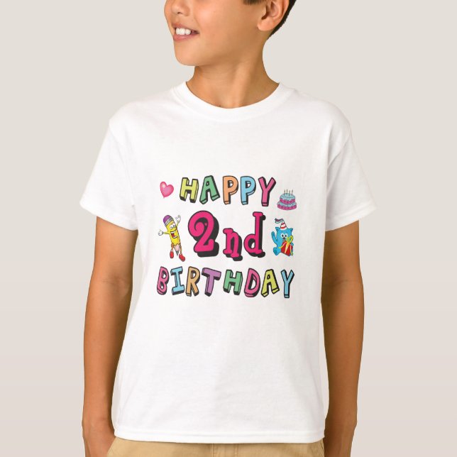 Lycklig 2:a födelsedagen. 2 år per dag. t shirt (Framsida)