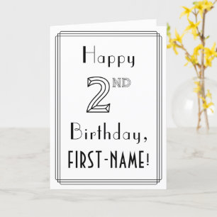 Lycklig 2:a födelsedagen, Art Deco Stil med eget n Kort