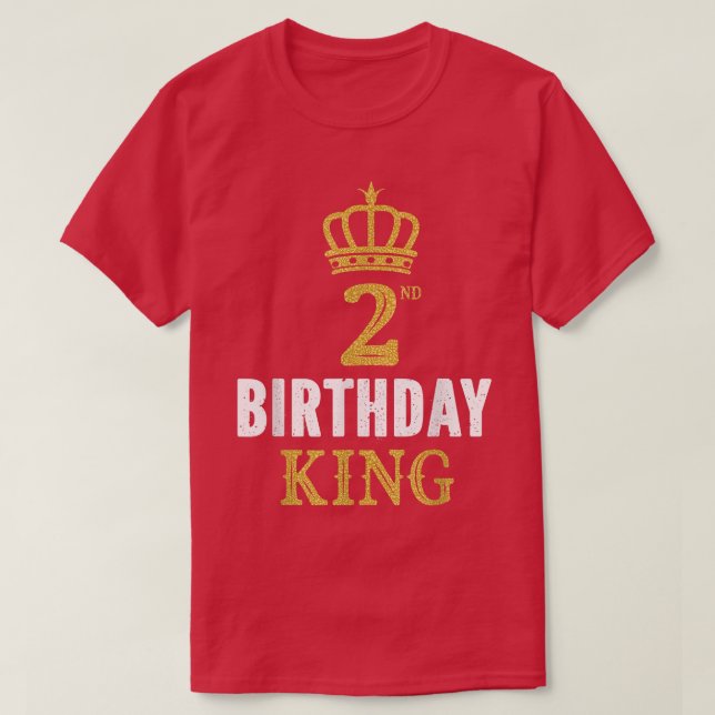 Lycklig 2:a födelsedagen Kung 2 år gamla Party-idé T Shirt (Design framsida)