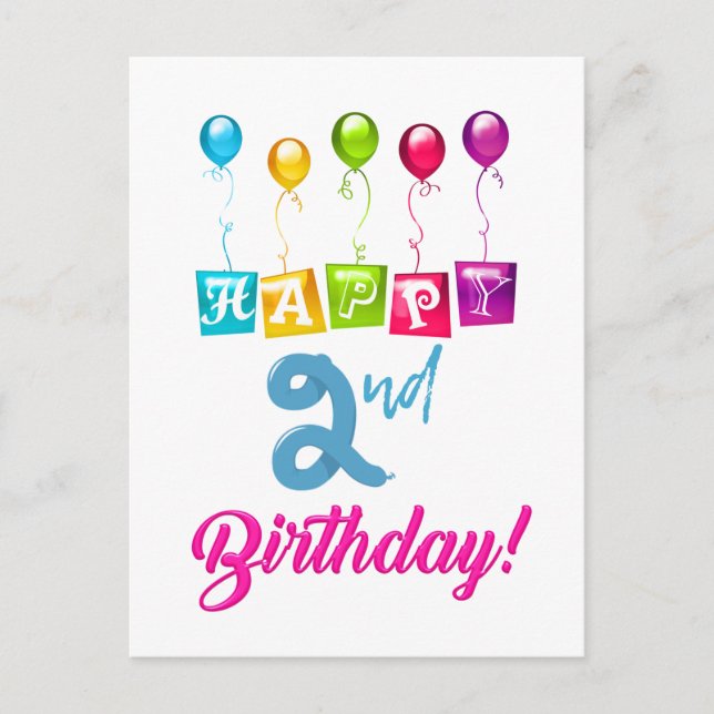 Lycklig 2:a födelsedagen vykort (Framsida)