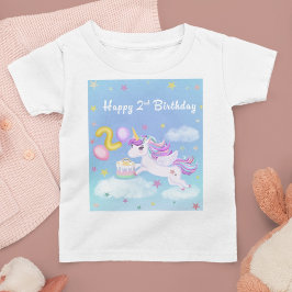 Lycklig 2:e födelsedagskalenliga Unicorn med födel T Shirt