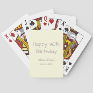 lycklig 30-årsdag rosa gul grå pastell namn d casinokort