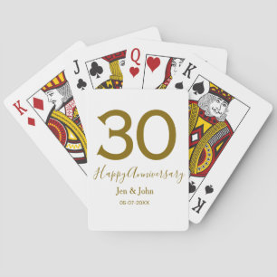 Lycklig 30-årsjubileum namn datum guldfetstil casinokort