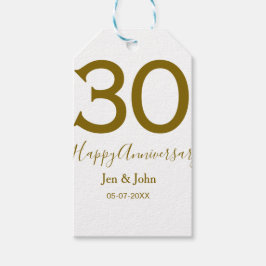 Lycklig 30-årsjubileum namn datum guldfetstil presentetikett