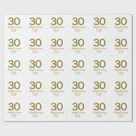 Lycklig 30-årsjubileum namn datum guldfetstil presentpapper