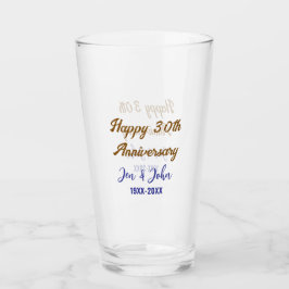 Lycklig 30:e bröllop-årsdagen royal blå gyllene gy glaskopp