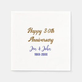 Lycklig 30:e bröllop-årsdagen royal blå gyllene gy pappersservett