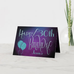 Lycklig 30:e Namn-Lilan Teal Birthday Kort