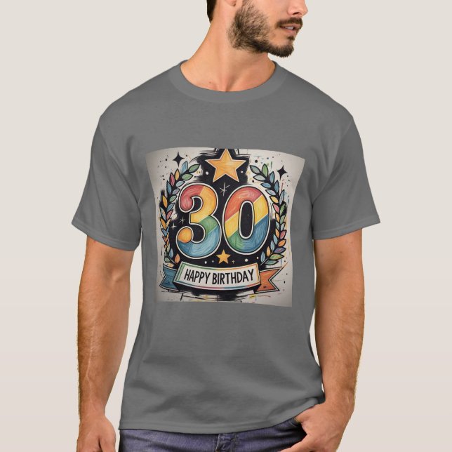 Lycklig 30års födelsedag Colorful Laurel T Shirt (Framsida)