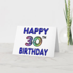 Lycklig 30års födelsedag-design i bubbelteckensnit kort