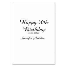 Lycklig 30års födelsedag lägg till snyggt för namn bordsnummer